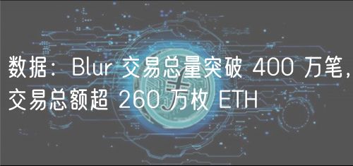 数据：Blur 交易总量突破 400 万笔，交易总额超 260 万枚 TH